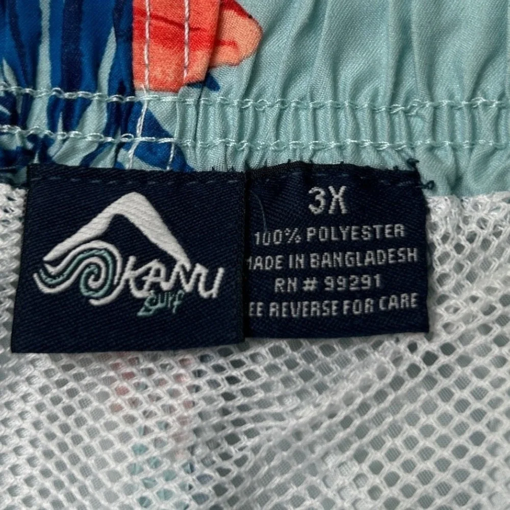 Kanu Surf Mens Tropical Floral Cargo Swim Trunks Size 3X Blue Beach Vacation